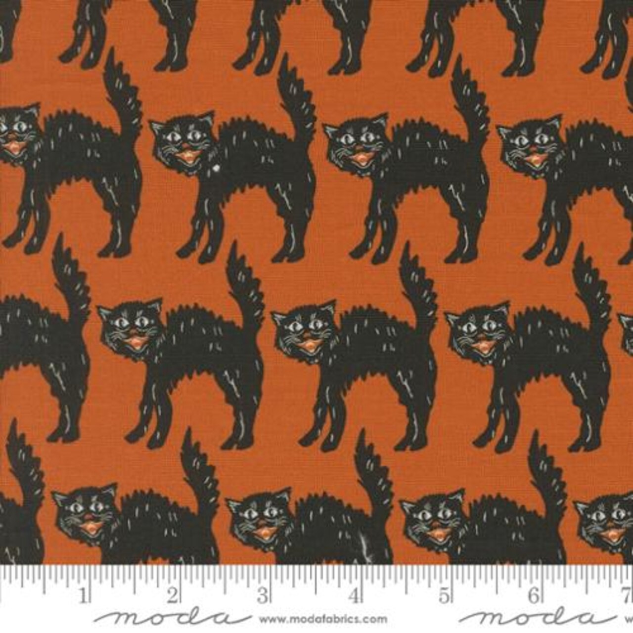 Fabric Moda Rust Little Black Cats Home Sweet Haunt by the Quarter Yard 20915-13